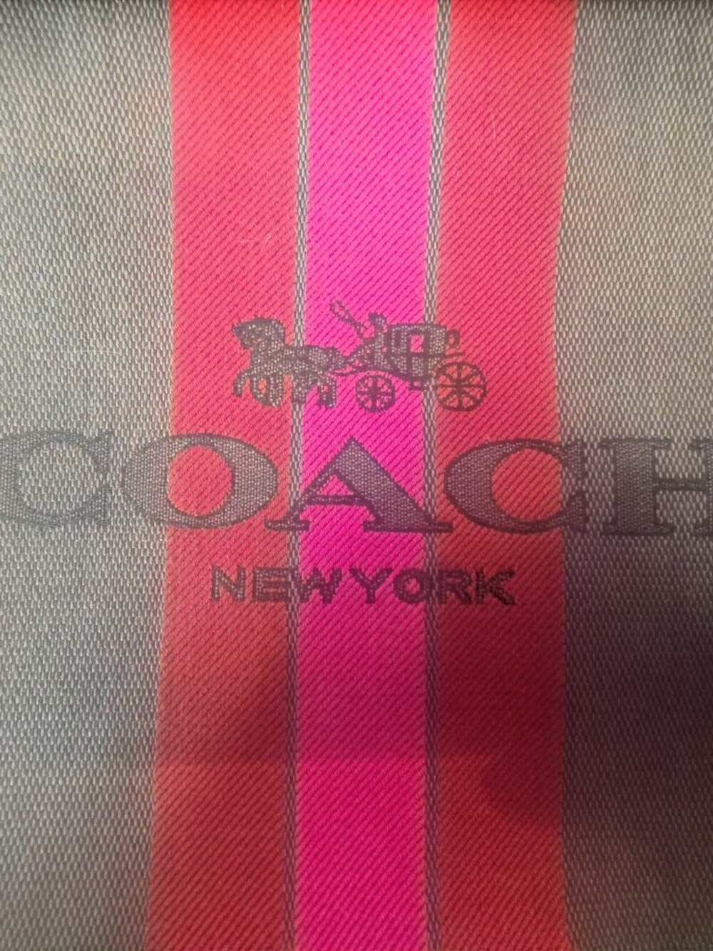 COACH Horse and Carriage Jacquard Sutton Crossbody Bag Gray Pink Red Stripe image 2